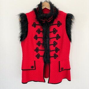 VTG Y2K Simon Chang Red Napoleon Military Nutcracker Vest Soutache Hussar Sz 10